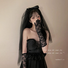 新款网红黑色头纱头纱蝴蝶结发光拍照超仙酷靓高颜值摆地摊热销款