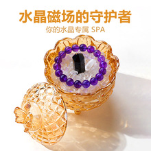 天然白水晶黄水晶碎石手链饰品收纳盒容器皿消磁石能量净化消磁碗