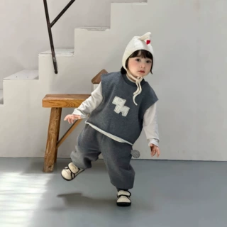 【NOZI】韩版童装2026新款宝宝衣服秋季男童卫衣卡通马甲卫裤套装