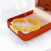 沙金饰品爆款三线蹦迪珠碎金几两手镯时尚轻奢仿真金转运珠半镯链