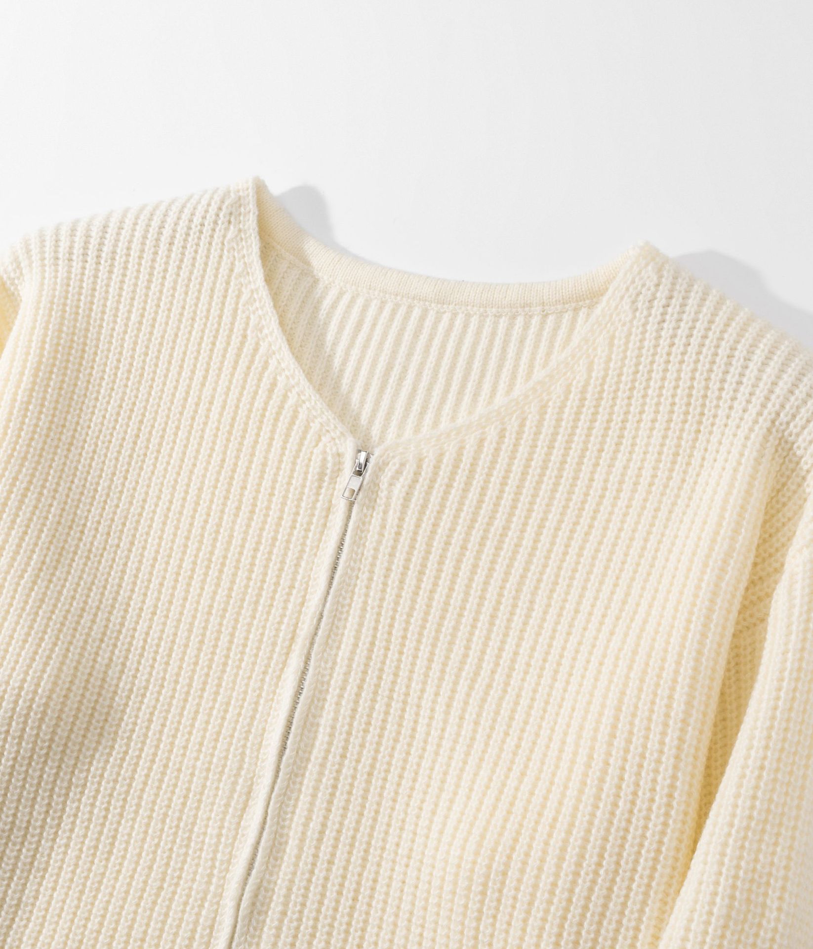 ​​Men's Double Zipper Knit Cardigan - Warm High Neck Long Sleeve Sweater For Autumn & Winter (Beige, S/M/L/Xl)​​_viptrois.com