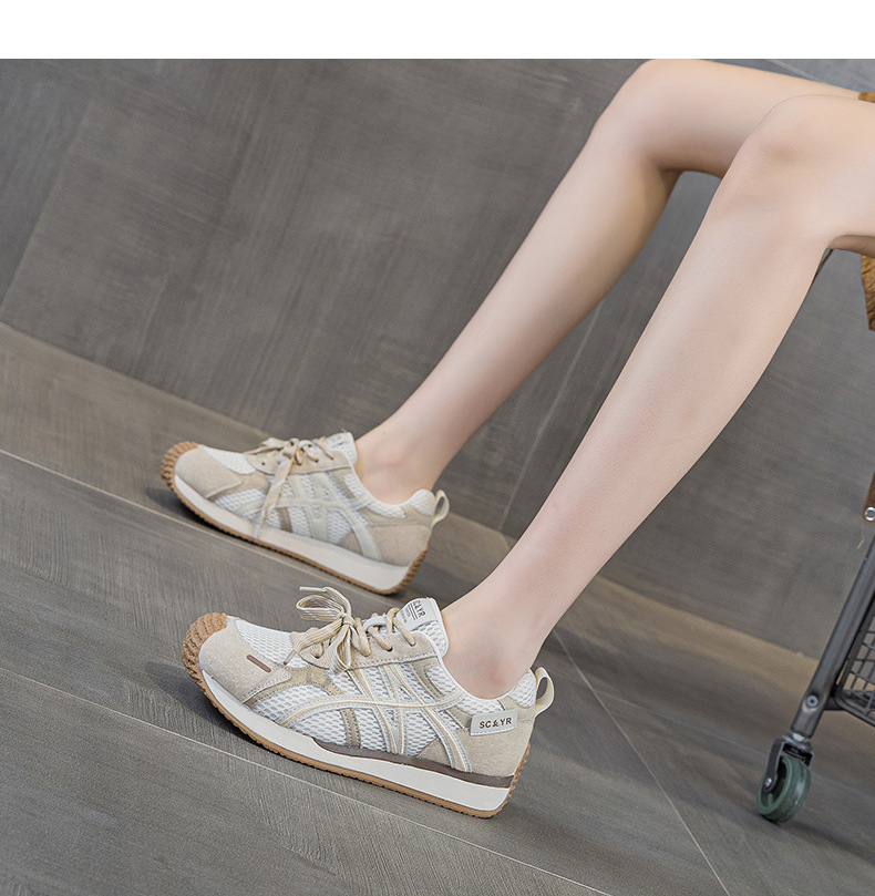 Giày sneaker nữ da thật đế chunky tăng chiều cao phong cách cổ điển — M2912 phẳng màu đỏ, M2912 đáy phẳng màu be, M2912-1 nâng cao bên trong màu be, M2912-1 nâng cao bên trong màu đỏ chi tiết 20
