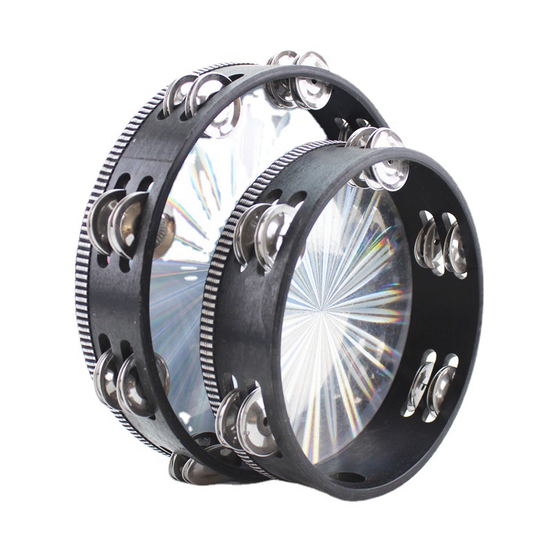 Banda de batería láser Acompañamiento 8 Instrumento de percusión Orff de 10 pulgadas Instrumento de rendimiento de jardín de infantes Pandereta láser de doble fila