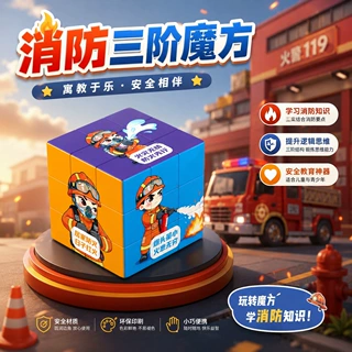 消防知识主题文创宣传礼品魔方益智儿童学生单位社区文创产品