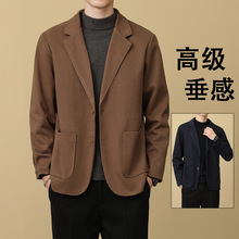 高级感呢子西装外套男秋冬厚款帅气小西服韩版潮休闲宽松磨毛外套