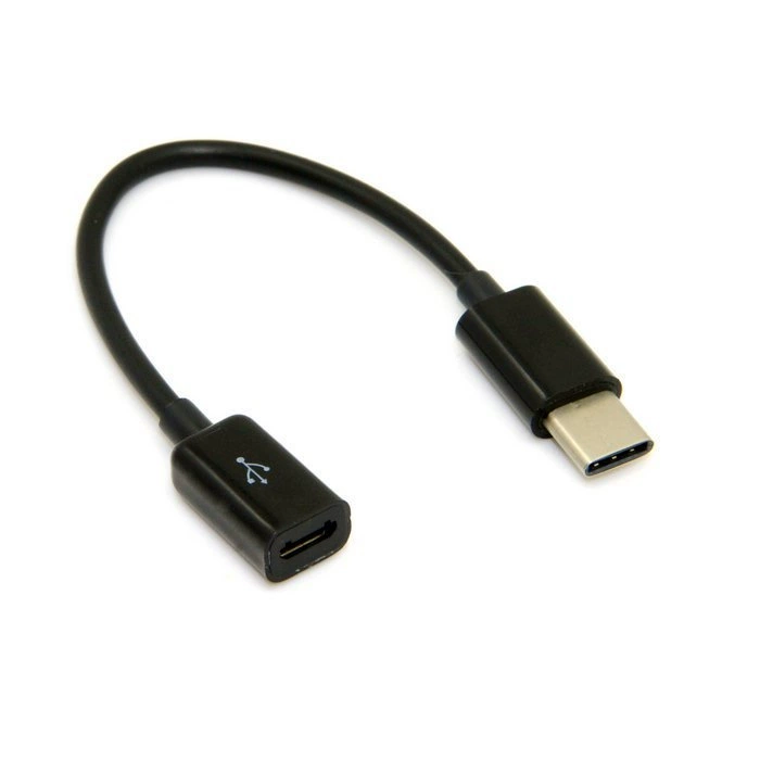 USB 3.1 дата-кабель Type-C (m) — Micro 5pin (f), адаптер-кабель для телефона, чёрный/белый
