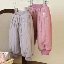 女童冬装休闲裤宝宝洋气儿童个性潮韩版卡通加厚夹棉保暖外穿棉裤