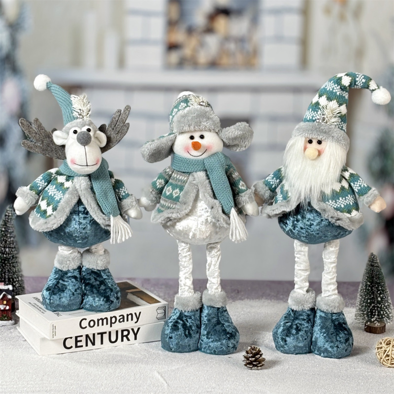ブルー人形クリスマス装飾格納式サンタクロース雪だるまヘラジカクリスマス人形装飾装飾品卸売|undefined