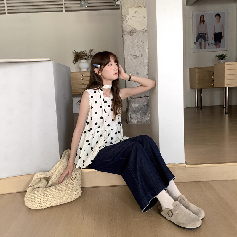 宽松百搭复古花边直筒薄牛仔裤2025秋季新款显瘦阔腿小个子裤子女|undefined