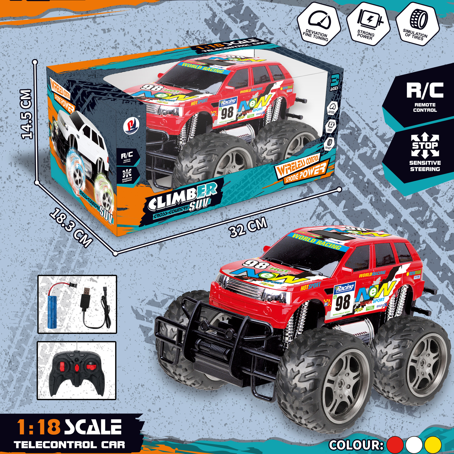 Cross-Border Remote Control Car Toy Source Manufacturer Customizes Model Cars Wireless Remote Control 2.4g Toys with Customizable Color Boxes