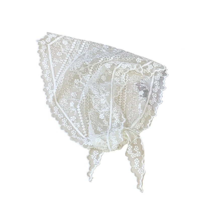 Pañuelo de encaje para mujeres 2025 nuevo estilo francés de alta calidad sensación dulce de vacaciones pañuelo de seda pañuelo de seda