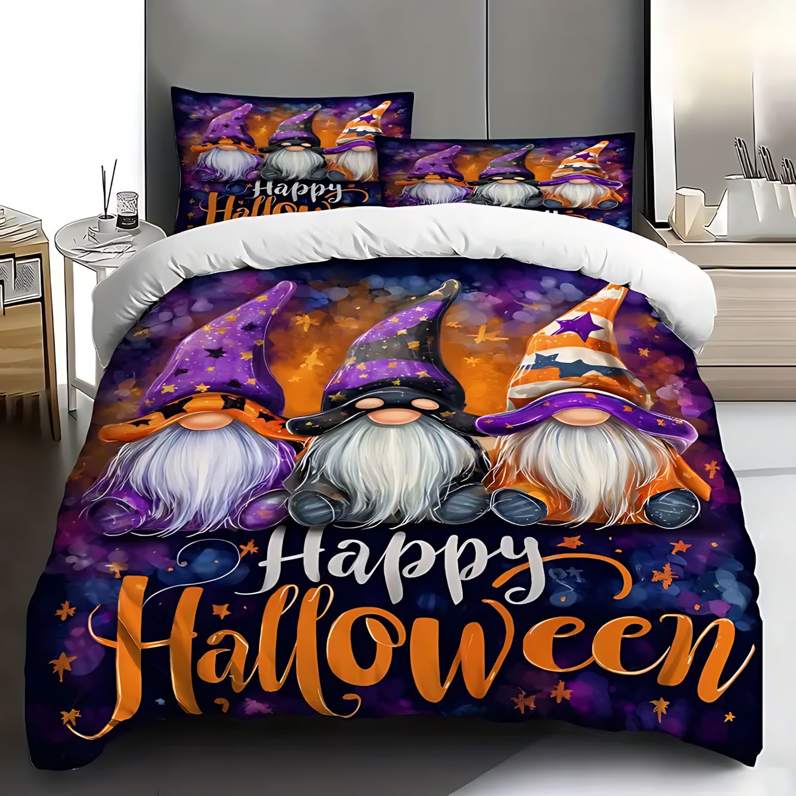 TEMU / JIT amazon adorable patrón enano impresión digital 3D Soft edredon kit para dibujar