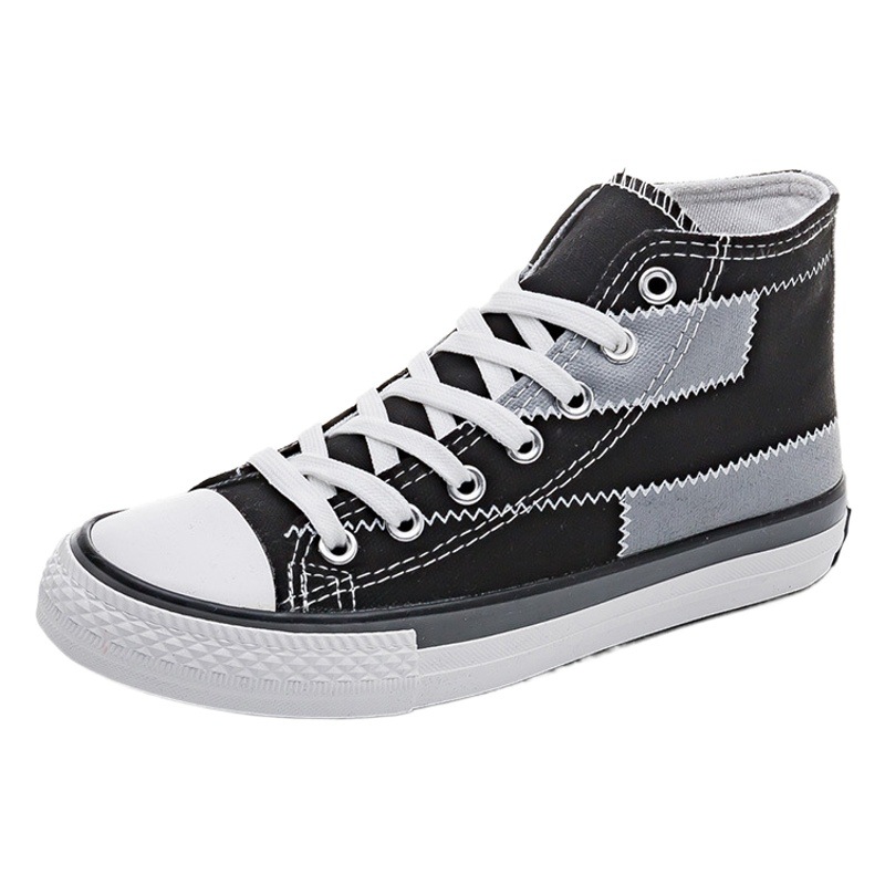 2023 nuevos zapatos de tela casuales versátiles nicho Zapatos de tablero de estilo de Hong Kong Mendigo color a juego zapatos de lona altos zapatos de moda de estudiante femenina