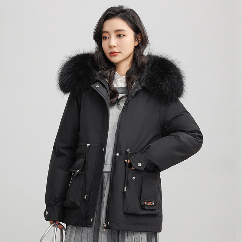 Desmontable más pelusa gruesa sobre la chaqueta corta para mujeres 2024 invierno nuevo cuello de lana grande ropa de mujer