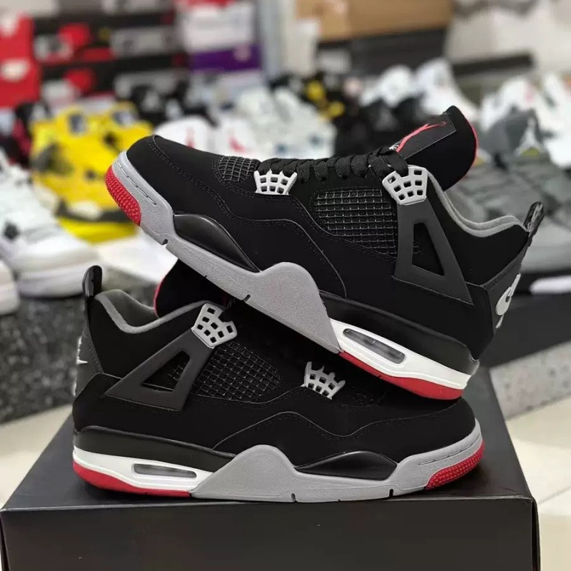 Cross-border Putian shoes, original AJ4 basketball shoes, Jordan 4 white cement black and yellow electric mid-top men's and women's cross-border Putian shoes