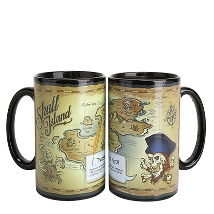 Schatzkarte Heizbecher mit Farbwechselfunktion Pirat Temperaturempfindlicher Zauberbecher Kreativer Becher Großes Fassungsvermögen Schatzkarte Farbwechselbecher_voghion.com