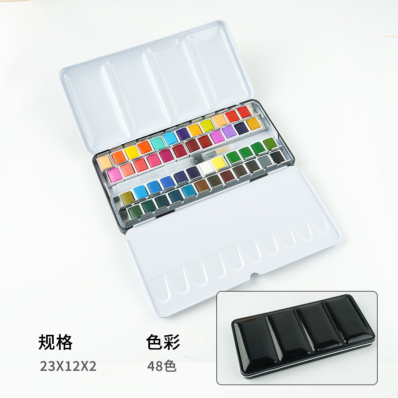 Venta al por mayor 50/72/90/100 color portátil sólido acuarela caja de hierro traje pintura arte pintura personalización transfronteriza
