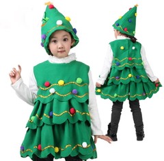 新しい女の子クリスマス服子供クリスマスツリーショーダンス服子供クリスマスプレゼントツリー帽子ショードレス