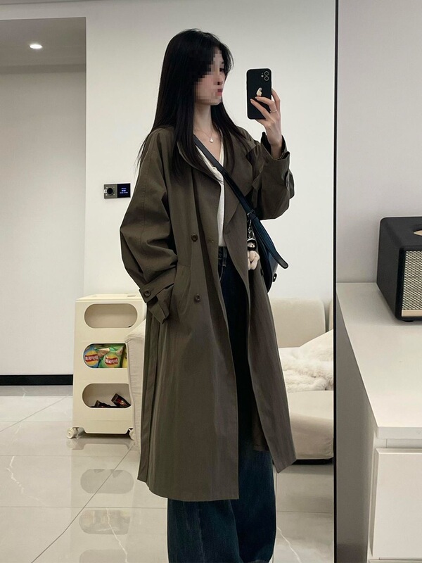 Korean Style Windbreaker Jacket for Women in Autumn, New Style, Very Good-Looking, Popular for Small People, Thin, Mid-Length Style
