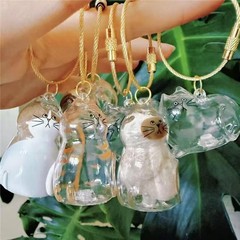 国境を越えた人気の猫の毛玉ペンダント透明ペットの毛カプセルキーホルダーガシャポンバッグペンダント記念ギフト