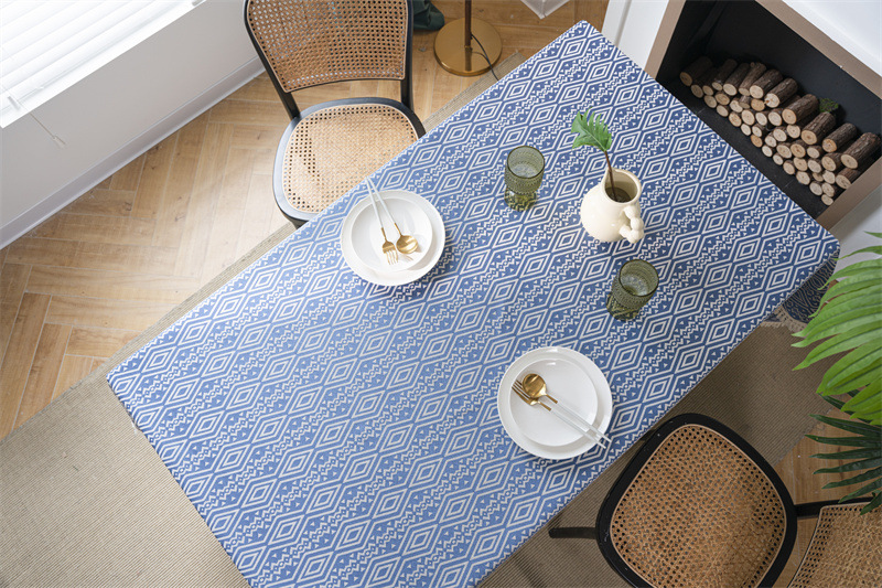 Nappe géométrique américaine INS, motif losanges ethnique, jacquard 100 % polyester avec pompons, rectangulaire_voghion.com