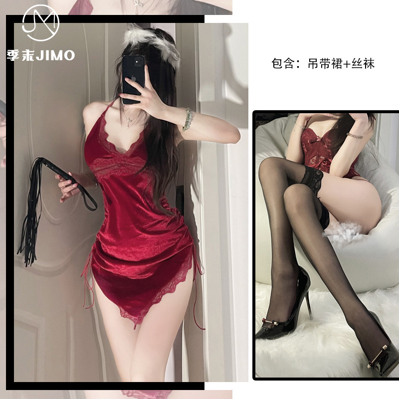 레드 + 레이스 스타킹