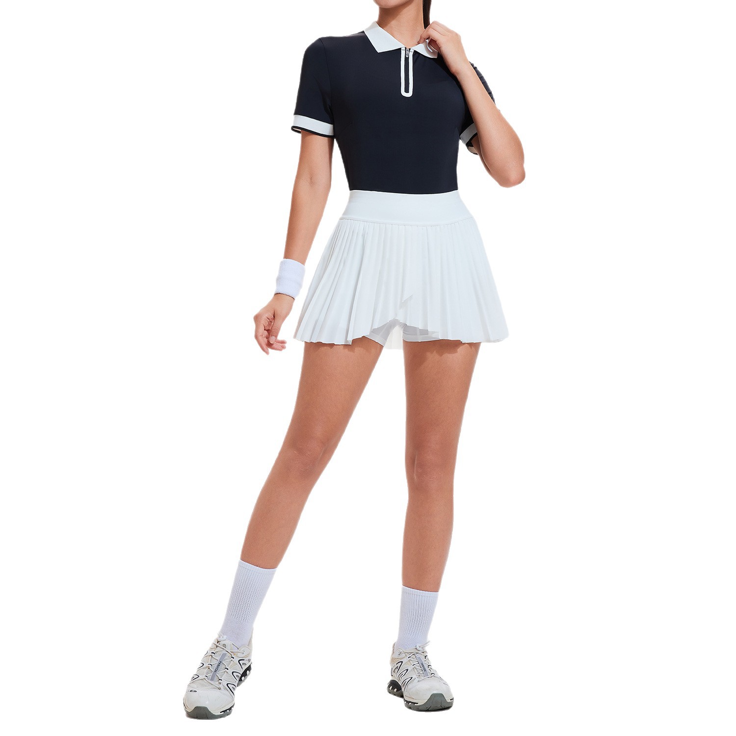 Ropa de yoga de nuevo estilo para mujer, conjunto deportivo transpirable informal de verano para tenis, camiseta POLO, conjunto deportivo para correr al aire libre image 6