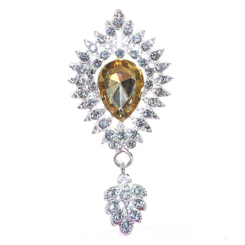 Nueva gota de agua colgante accesorios la joyería aleación puntiaguda gema inferior rhinestone plana material Decoración Ropa al por mayor