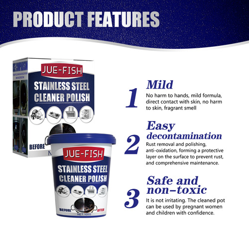 JUE-FISH stainless steel cleaning paste kitchen decontamination paste pot rusty pot bottom stove black scale cleaner