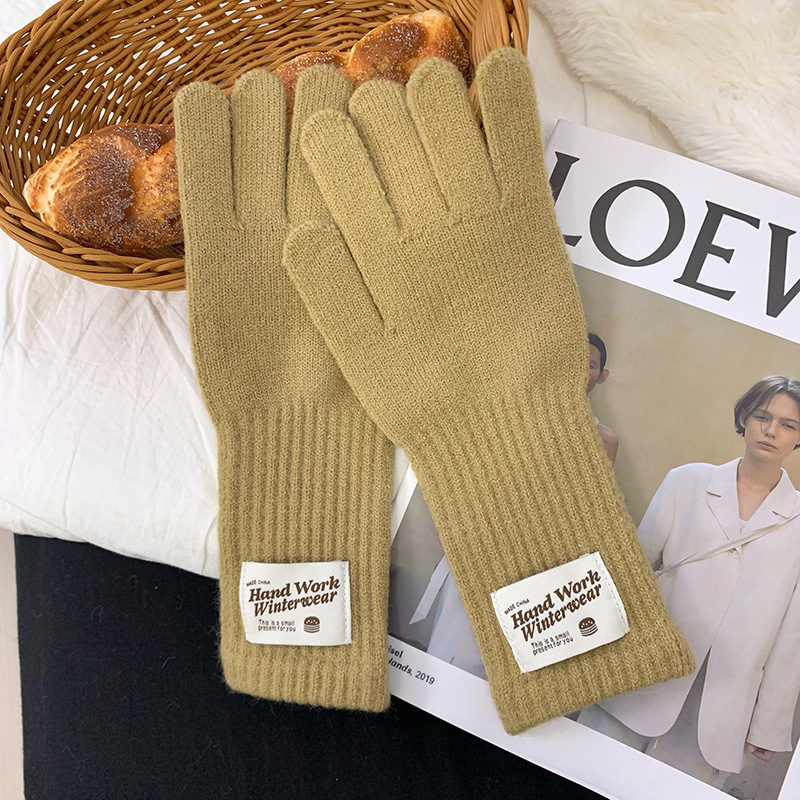 Guantes de ciclismo 2025, otoño y invierno nuevos guantes de punto de lana gruesa alargada guantes de dedo caliente al por mayor
