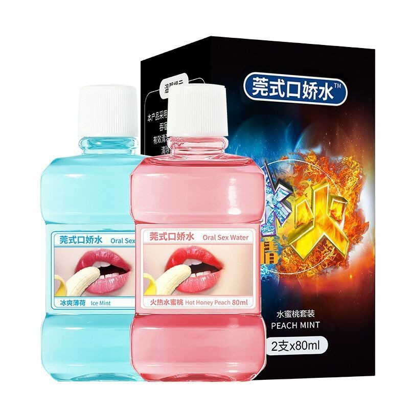 Jiaoyue Wan 스타일 구강 에센스 물병 세트: 복숭아 80ml + 민트 80ml