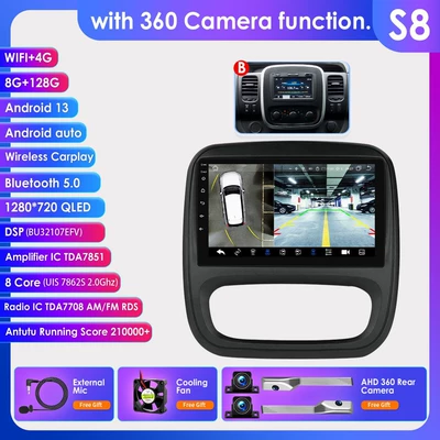Trafic 3 Opel Vivaro | DVD Navigation - with-360-camera-8128g-wifi4g-lte-version-7862-carplay-eight-core-9inch-suitable-for-14-21-traficopel-vivaro-medium-and-low-configuration