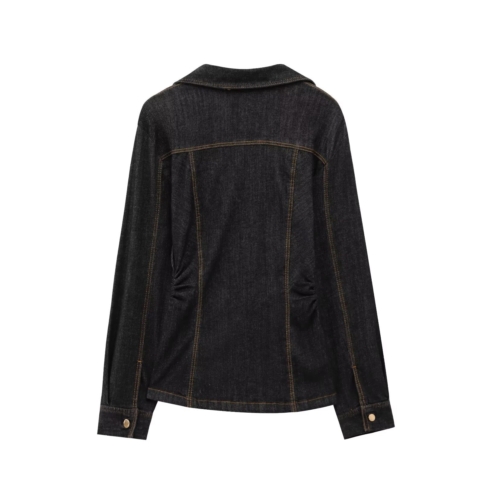 GraceChic 2025 Primavera Nuova Moda Donna Semplice Camicia Slim in Denim con Colletto Rivoltabile e Maniche Lunghe Casual Set di Pantaloni_voghion.com