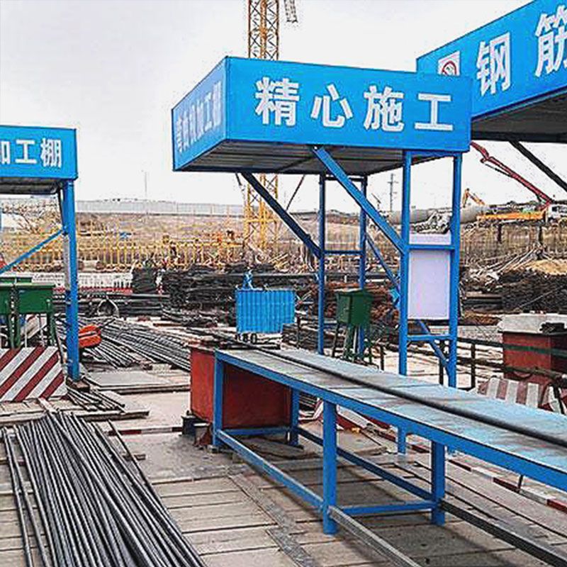 广东深圳钢筋棚工地钢筋加工棚木工棚通道套丝机棚茶水亭标准化组
