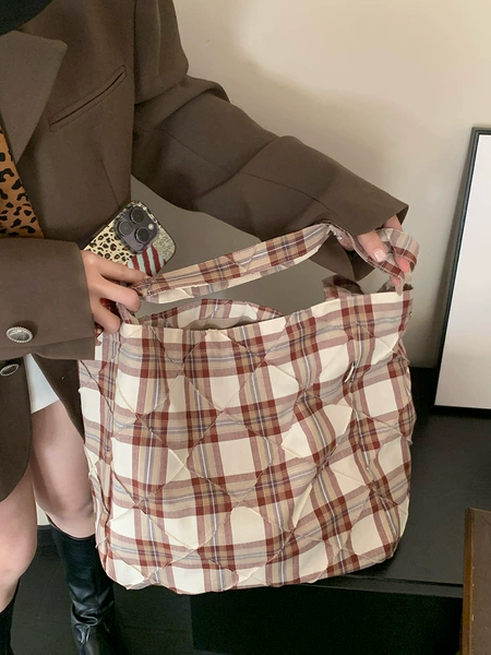 【Milk Coffee】#Korean checked bag