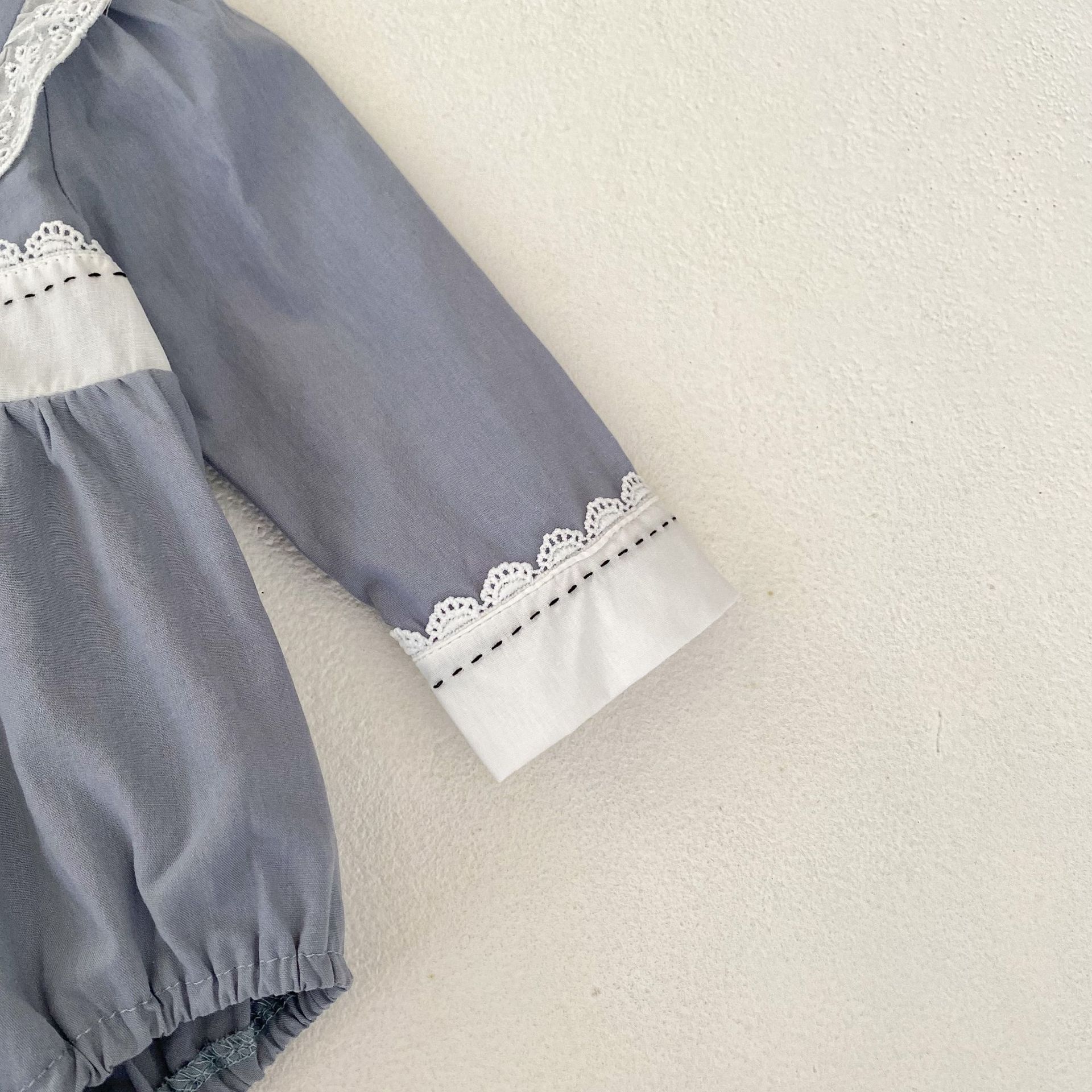 INS 2024 Herbst Baumwolle Klasse A Schwestern Mädchen Baby Spitze Puppe Hals Langarm Furz Gewickelt Romper + Rock_voghion.com