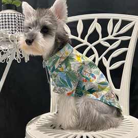 夏季狗狗衣服小型犬薄款花衬衫泰迪雪纳瑞柯基巴哥猫咪衣服宠物装