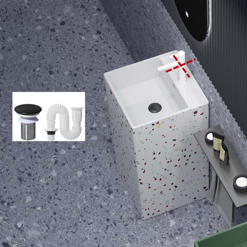 Generous 45+45+86 terrazzo single basin drain