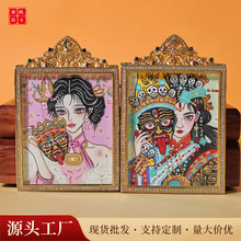 唐卡手绘热贡前世今生纪念佛牌全手工吊坠铜镀金藏式高端嘎乌盒子