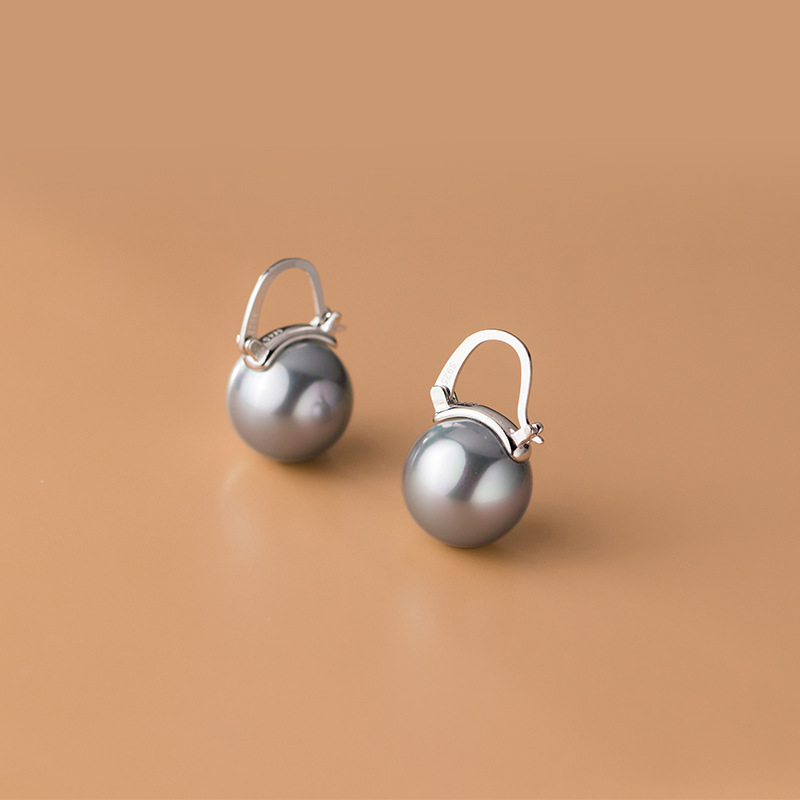 S925 botón de orejas de plata para mujeres estilo japonés simple perlas sintéticas dulces pendientes cortos joyas de orejas G1185