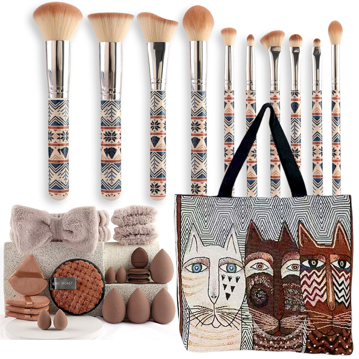 30 herramientas de maquillaje 9 pinceles de maquillaje + 20 polvo + 1 combinación de bolsa de viaje