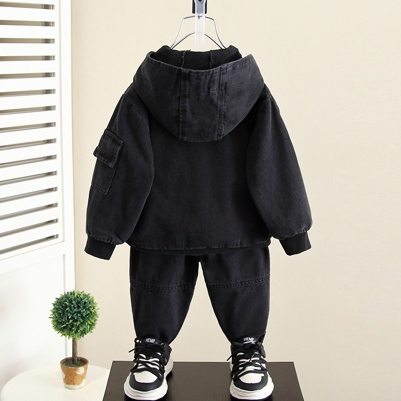 6125 Traje para niños Traje de dos piezas de mezclilla de otoño para niños 2024 Nuevo estilo Ropa de moda para niños