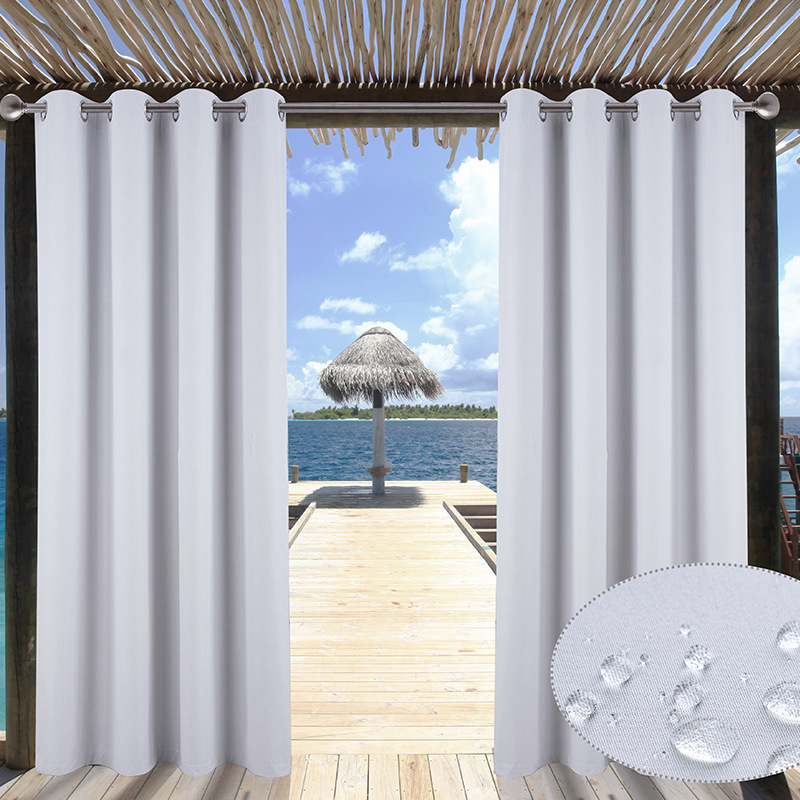 Factory Direct plain color curtain outdoor waterproof shading perforated curtain foreign trade finished curtain cross-border curtain