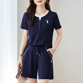 休闲运动短袖短裤套装女2026新款夏季爆款显瘦减龄一整套两件套装