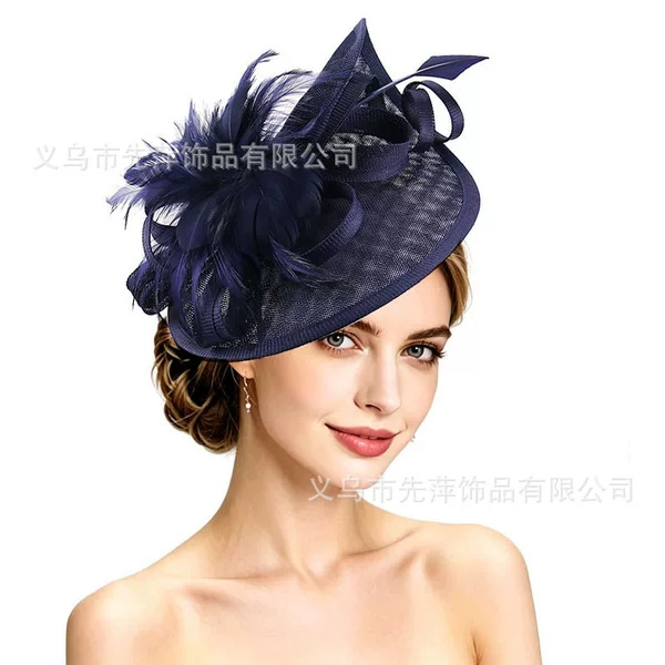 New Style Retro Derby Hat Bridal Headpiece Hairband Imitation Linen Material Handmade Headpiece Party Dance Hat