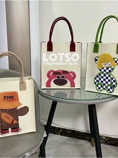 Handheld shoulder bag, capacious linen bag, fashionable shopping bag
