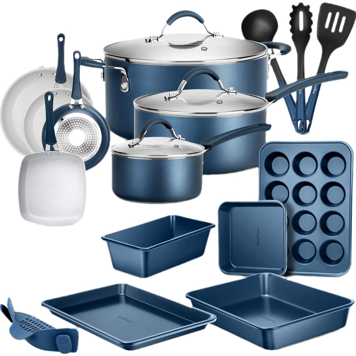 Juego de ollas de aluminio transfronterizo de comercio exterior Juego de ollas de 20 piezas Regalo Olla de sopa de fondo compuesto multicapa Juego de utensilios de cocina al por mayor