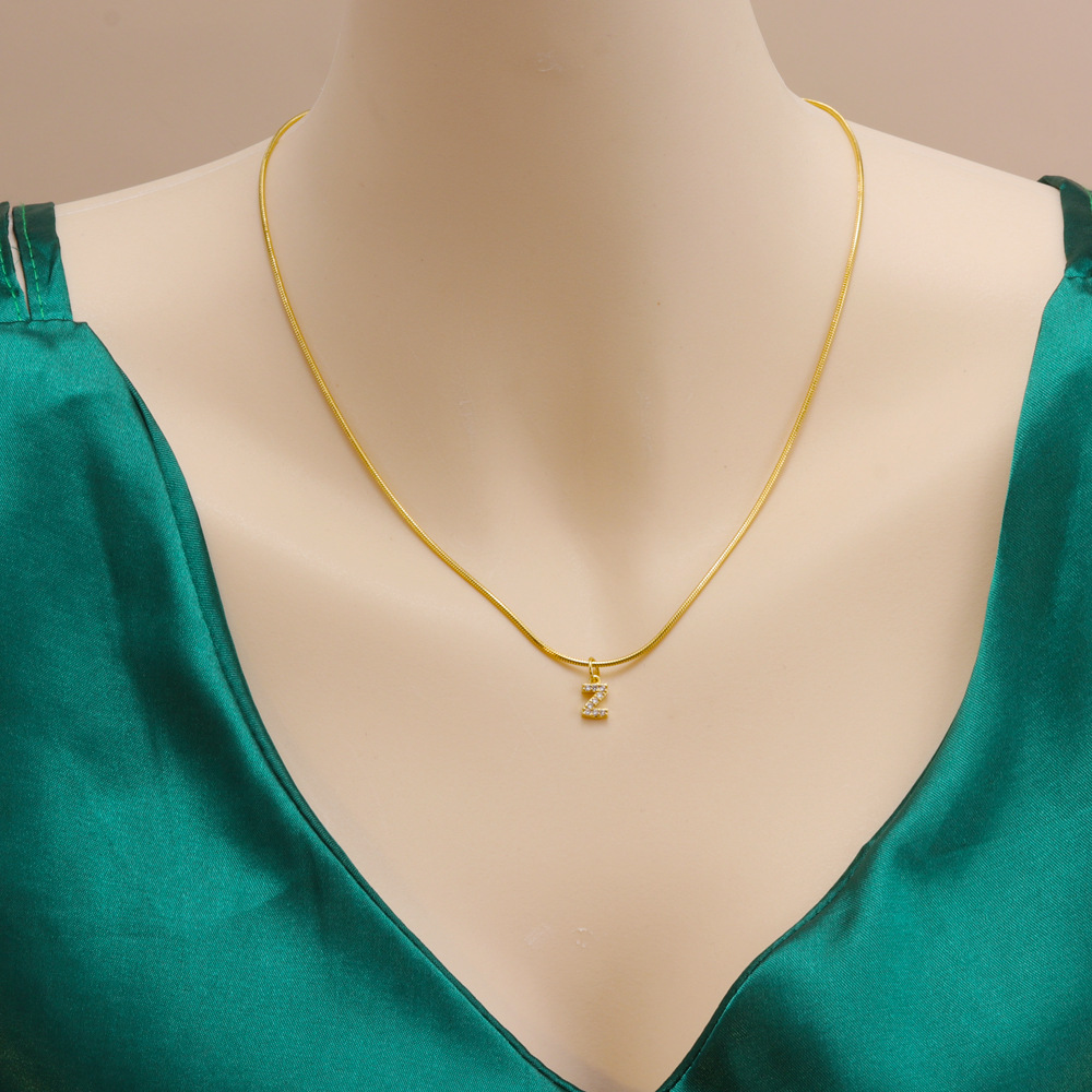Fashion Letter Titanium Steel Plating Zircon Pendant Necklace 1 Piece