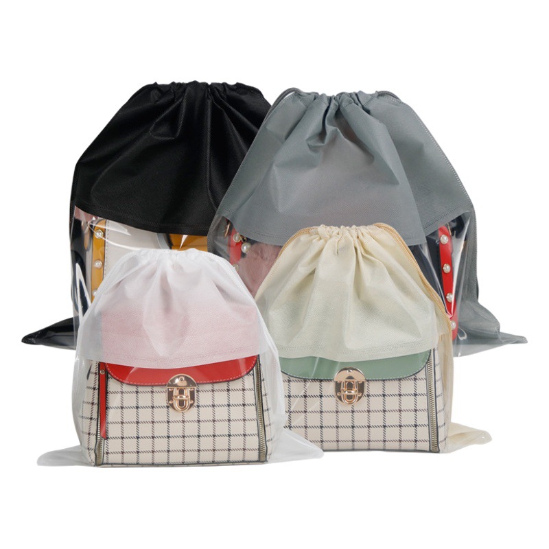 Bolsa no tejida bolsa de polvo bolsa de forro de PVC transparente bolsa de almacenamiento bolsa de cordón de equipaje Ventana de impresión de bolsa de cordón