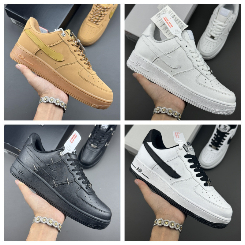 Putian Shoes High Version Air Force One Af1 Classic Women's Pure White Macaron Bone White Men's Black and White Pure Original White Shoes